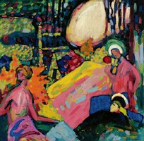 Kandinsky - white tone - canvas reprint on blindfold