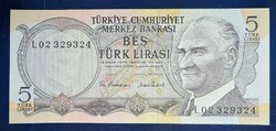 Törökország 5 Líra 1970 Unc