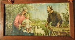 The holy family - huge - is rare! - Antique holy image framed