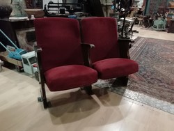 Színházi vagy mozi szék, 20. század közepéről. keményfa kárpitozott szék, eredeti állapotban