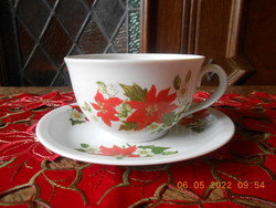 Zsolnay mikulásvirág mintás teás csésze aljjal