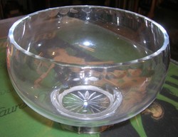 Polished silver base engraved glass centerpiece