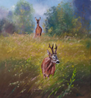!!! Spring cheap prices !!! Hunting painting deer in the meadow