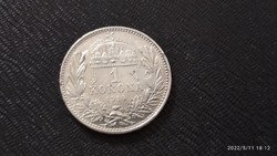 Verdefényes Ferenc József 1 korona 1914 ezüst .