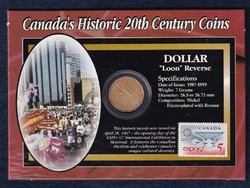 Kanada 20. századi történelme jeges búvár 1 dollár 1988 + EXPO 67 bélyeg szett (id48149)