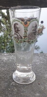 Üveg pohár Ferenc József és II. Vilmos császár ábrázolással
