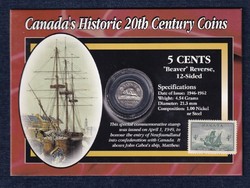 Kanada 20. századi történelme hód 5 cent 1960 + 4 cent bélyeg 1949 szett (id48153)