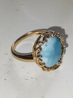Aranyozott ezüst larimar gyűrű (60)