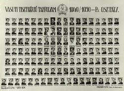 1I842 Régi iskolai fotográfia tabló 1949/1950 VASUTI TISZTKÉPZŐ TANFOLYAM