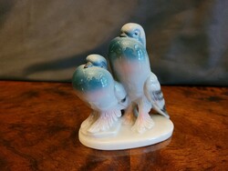 Carl Scheidig wild pigeon pair Gräfenthal 11.5cm -- German porcelain bird Grafenthal wedding gift