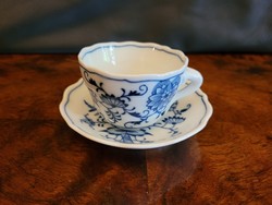 Meisseni kávéscsésze aljjal Meissen csésza alj tányér kék fehér hagymamintás