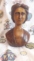 Fa női fej szobor, büszt (L2548)