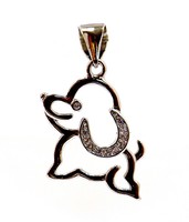 Stone silver dog pendant (zal-ag93940)