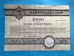 Kárpótlási Jegy 1000 Forint (1991) Sorozat H