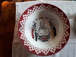 Eredeti, első világháborús tányér ( Wilhelmsburgi fajansz) dísztányér, falitányér