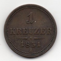 Ausztria 1 osztrák kreuzer, 1851A