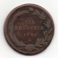 Ausztria 1 osztrák kreutzer, 1781A