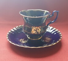 Kobalt kék arany német porcelán 2 részes kávés teás szett csésze kistányér hiányos reggeliző