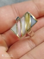 Gyöngyház berakásos ezüst gyűrű