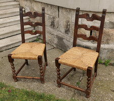 Koloniál stílusú székek gyékényfonatos ülőfelülettel (4 db)