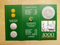 2001 Millennium description of Hungarian coinage, brochure