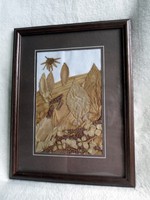 Handmade landscape made of natural material in a beautiful frame