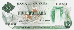 Guyana 5 dollar 1989 UNC