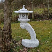Eredeti műkő 85cm Japán kertépítő Kő lámpa  Feng Shui  kerti tó pagoda szobor