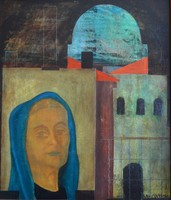 BAKONYI Mihály (1933 - 2016) festmény, 1976., Konstruktív kompozíció, 43 x 37 cm, olaj farost, jjl.