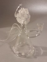 Vékony üveg kézműves angyal angyalka gyertyatartó figura