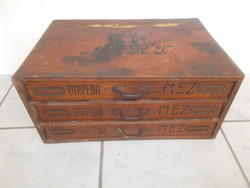 Antique jersey torpedo 3 drawer thread box grocery store wooden box