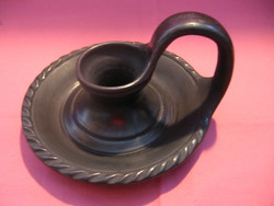 Clay scratch black walking ceramic candlestick