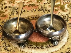 Antique, marked, Berndorf silver-plated alpaca, table salt shaker, spicy pair, spice cream pot