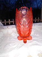 Szecessziós pávatoll mintás rózsaszínű üveg  váza
