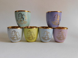 Pastel colored vintage porcelain cups with karlovy vary memory