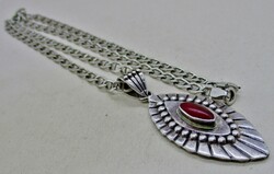 Csodaszép antik ezüst nyaklánc szép vörösjáspis medállal