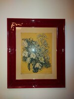 Scultéty Éva: " Tulipán", rézkarc, 40x50 cm+ prémium keret, keretező mestertől