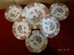 Chinese porcelain cake set for five people. Hand painted golden pheasant pattern. He has! Jókai.
