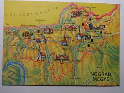Old map postcard: Nógrád county