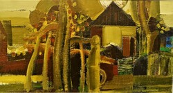 Zombori László (1937) Nyári Tájkép 1971 Képcsarnokos olajfestmény 103x60cm Eredeti Garanciával