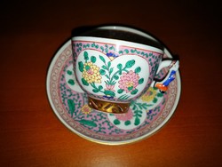 Herendi Emaille Rose mandarin fogós áttört kávés csésze