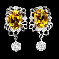 Genuine Citrine 925 Silver Earring