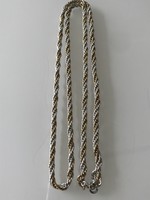 Arany és ezüstszínű láncból fonott nyaklànc, 80 cm hosszú