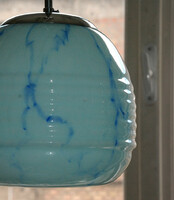 Art deco - Streamline mennyezeti lámpa felújítva - különleges formájú márványozott kék búra