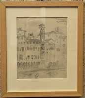 Gallé Tibor (1896 - 1944) Firenze 1923 rajz Eredeti Garanciával