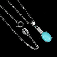Genuine turquoise 925 silver necklace