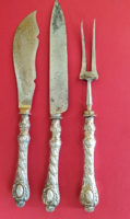 Large serving utensils with antique silver handles