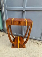 Art deco small table with 2 drawers with bent legs, storage table
