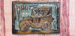 Zsolnay retró pirogránit falikép