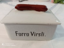 Forró virsli porcelán tároló, fűszertartó, doboz, vajtartó